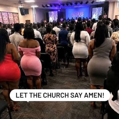 A congregation responding during a church service