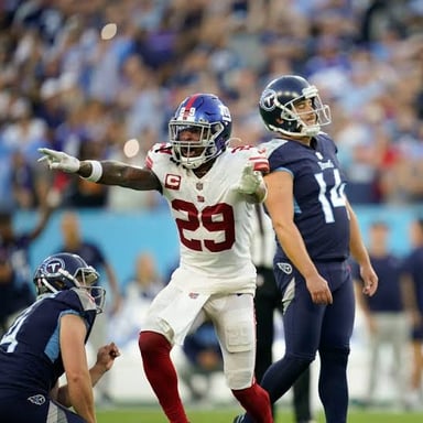 A football matchup between the New York Giants and Tennessee Titans.