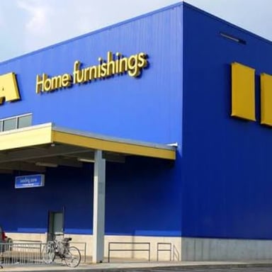 An IKEA home-furnishings store, recognizable by its blue and yellow branding.