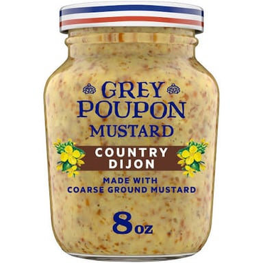A jar of Grey Poupon mustard
