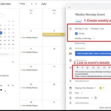 A calendar with the same event marked on several dates.