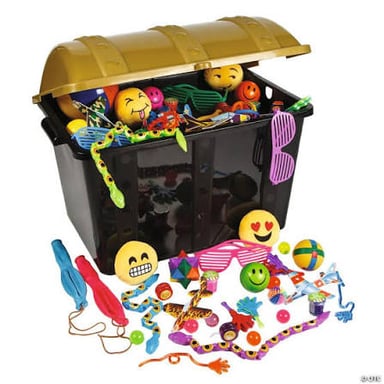 A collection of coins and other valuables in a treasure chest