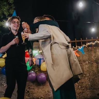Guests gathered at a festive party.