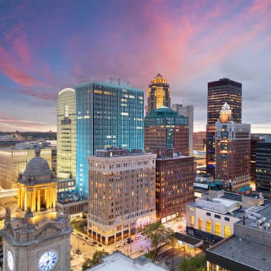 A cityscape of Des Moines, Iowa