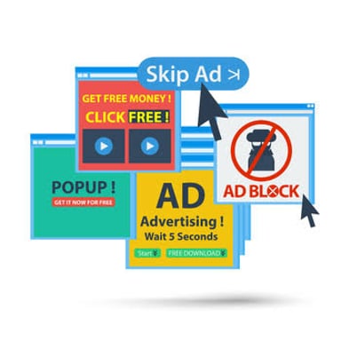 A pop-up advertisement appears over a webpage in a browser.