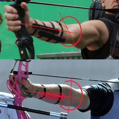 Jeremy Renner as Marvel’s Hawkeye using a bow.