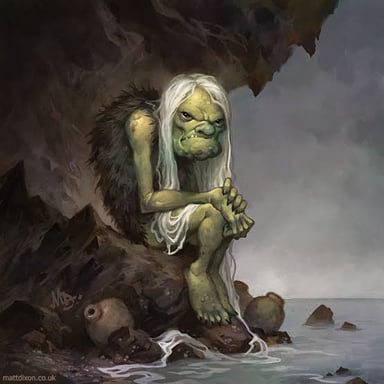 A folklore-style illustration of an old witch.