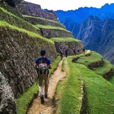 A mountainous section of the Inca Trail in Peru.