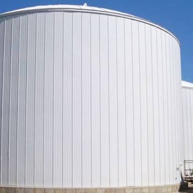 Several large industrial storage tanks