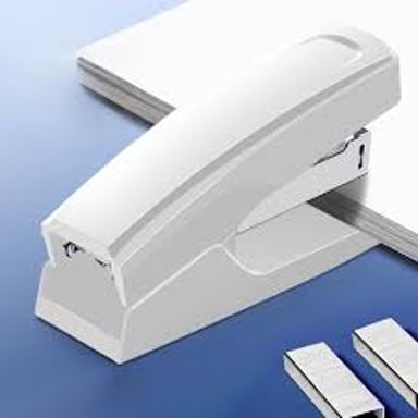 A desktop stapler used to fasten sheets of paper together.