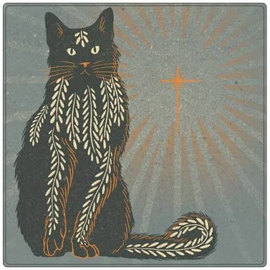 A black cat associated with traditional witchcraft folklore