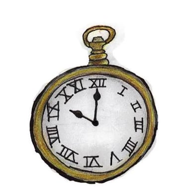 An illustration of the White Rabbit from Alice in Wonderland checking a pocket watch.
