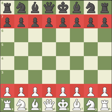 Chess pieces arranged on a chessboard.