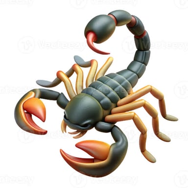A scorpion with its segmented tail raised and stinger visible.