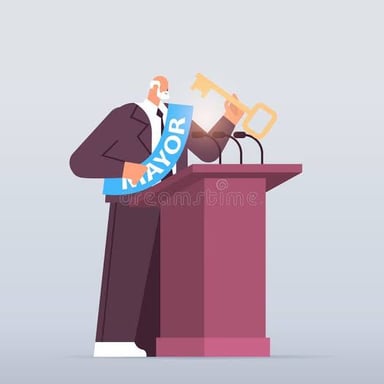 A person speaking while making a statement