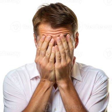 A person reacting to bad news with an expression of dismay.