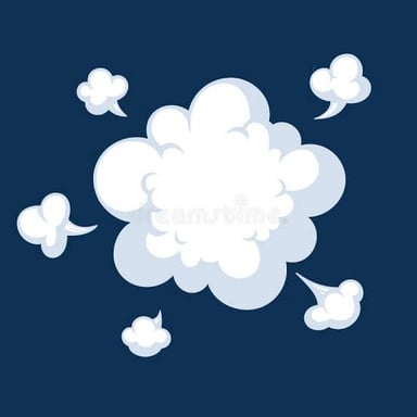 A cartoon magician disappearing in a cloud of smoke.