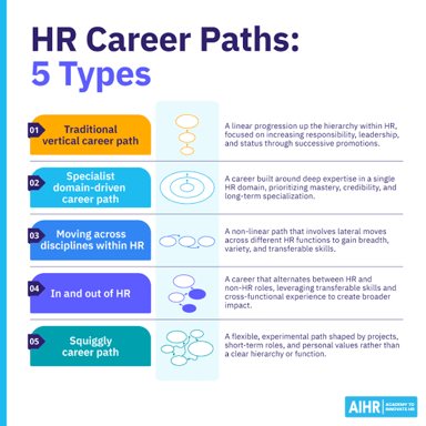 A visual representation of a professional path connecting different roles over a working life.