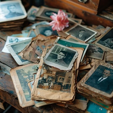 A collection of old photographs evoking memories of earlier days.