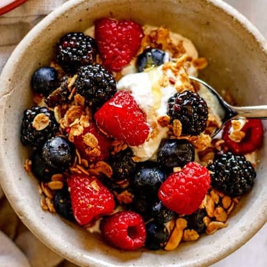 A bowl of thick Greek yogurt.