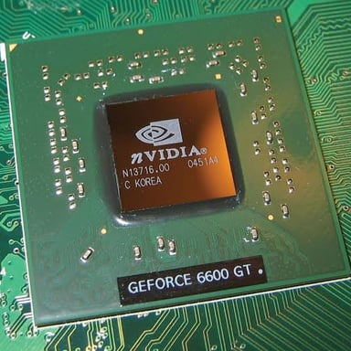 A graphics processing unit chip of the kind Nvidia is known for designing.
