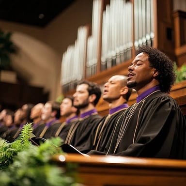 A choir singing in a church