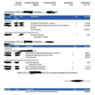 A bill showing a separate service charge