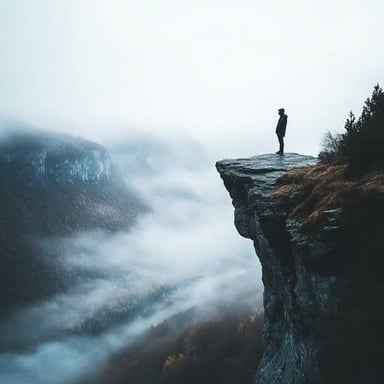The sharply defined outer edge of a rocky cliff.