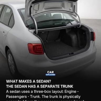 A four-door passenger sedan with a distinct trunk at the rear.