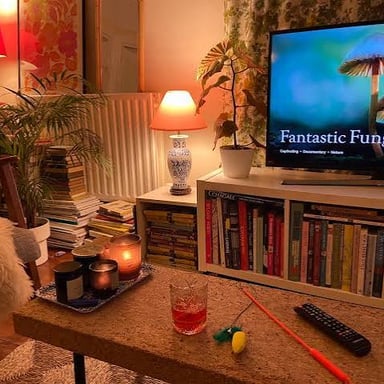 A room illuminated by faint, subdued light