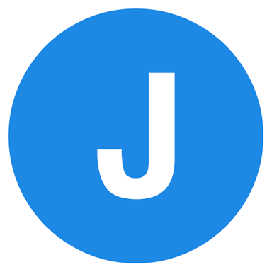 A single letter J displayed in blue