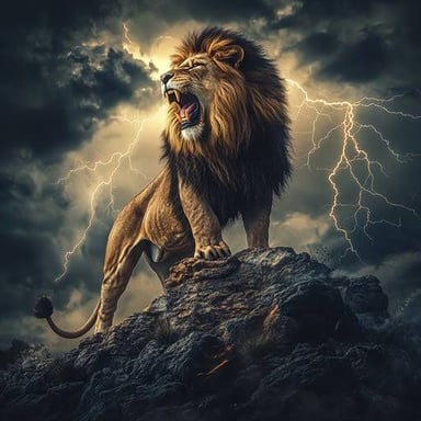 A lion opening its mouth in a roar