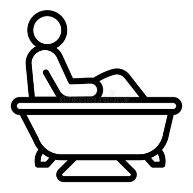 A clothed silhouette near a bathtub, suggesting preparation for a bath.