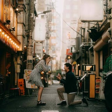 A person earnestly presenting an unconventional idea to another person.