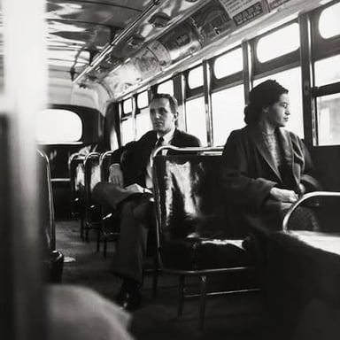 A portrait of civil rights activist Rosa Parks.