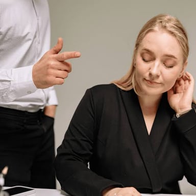 A person speaking to someone in a conversation.