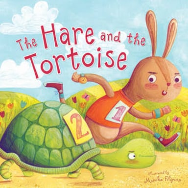 The tortoise and hare from a familiar fable.
