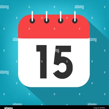 A calendar page with the number 15 marked as the date.