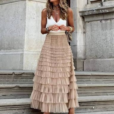 A long skirt reaching down to the ankles.