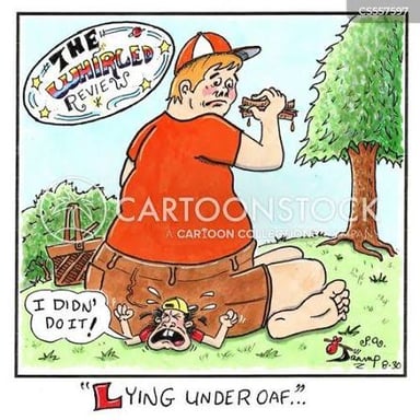 A comic depiction of a clumsy, awkward person.