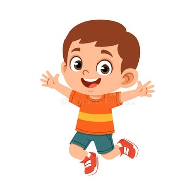 An illustration of an extremely energetic child moving around indoors