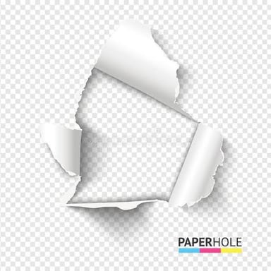 A sheet of paper with a visible tear.