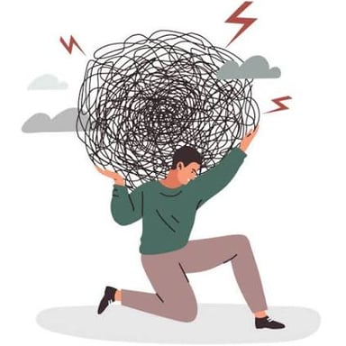 A person carrying a visibly heavy load.