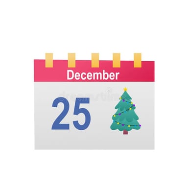A calendar page marking December 25 as Christmas.