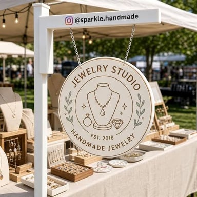 A selection of handmade craft goods displayed for sale on an online marketplace.