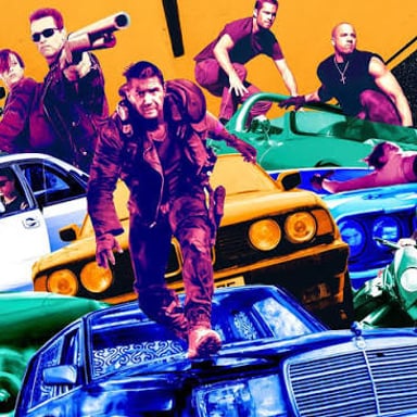 An energetic action scene depicting rapid movement.