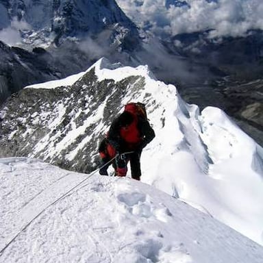 The summit at the top of a mountain.