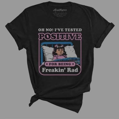 The slang word “rad” in a skateboarding-themed design.