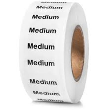 A clothing size label marked medium.