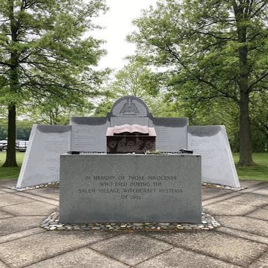 The Salem Witch Trials Memorial in Salem, Massachusetts, commemorating people who were executed during the 1692 trials.